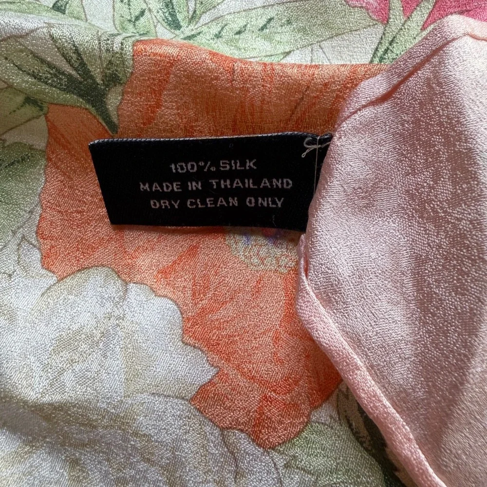 JIM THOMPSON Scarf Pink Floral Hibiscus Silk Square Women's OS Pastel